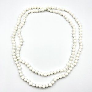 Extra Long White Faceted Bead Necklace